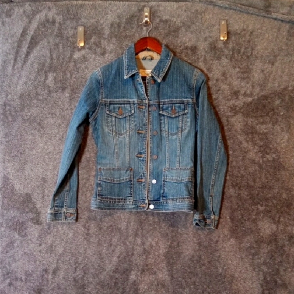 Eddie Bauer Jean Button Jacket Classic Vintage Trucker Look Womens Small